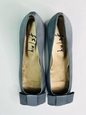 French Sole FS/NY Size 11 B Drun Slate Blue Satin Slip On 1/2” Heel w/Box